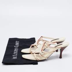Louis Vuitton Cream Leather Side Sandals Size 36.5