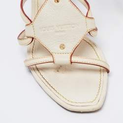 Louis Vuitton Cream Leather Side Sandals Size 36.5