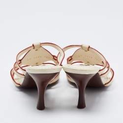 Louis Vuitton Cream Leather Side Sandals Size 36.5