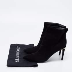 Pre Owned Louis Vuitton Black Suede Ankle Boots Size 37