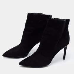 Pre Owned Louis Vuitton Black Suede Ankle Boots Size 37
