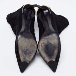 Pre Owned Louis Vuitton Black Suede Ankle Boots Size 37