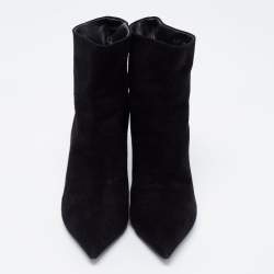 Pre Owned Louis Vuitton Black Suede Ankle Boots Size 37