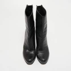 Pre Owned Louis Vuitton Black Leather Ankle Booties Size 38