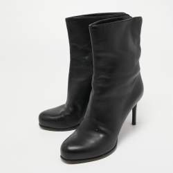 Pre Owned Louis Vuitton Black Leather Ankle Booties Size 38
