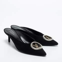 مملوكة مسبقًا Louis Vuitton Black Suede Madeleine Mules Size 37.5
