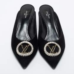 مملوكة مسبقًا Louis Vuitton Black Suede Madeleine Mules Size 37.5