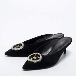 مملوكة مسبقًا Louis Vuitton Black Suede Madeleine Mules Size 37.5
