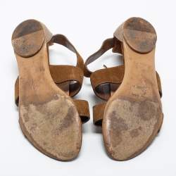 مملوكة مسبقًا Louis Vuitton Brown Suede and Canvas Flat Sandals Size 37