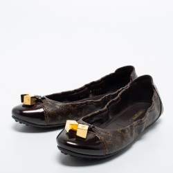 مملوكة مسبقًا Louis Vuitton Monogram Canvas and Leather Cap-Toe Dice Ballet Flats Size 36.5
