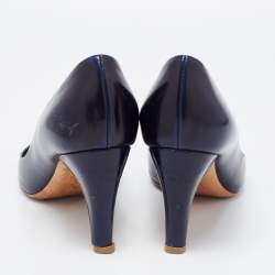 Pre Owned Louis Vuitton Navy Blue Leather Pumps Size 38