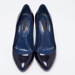 Pre Owned Louis Vuitton Navy Blue Leather Pumps Size 38