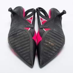 Pre Owned Louis Vuitton Red/Black Nylon and Leather Archlight Pumps Size 38