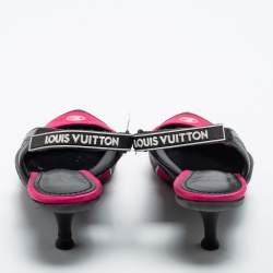 Pre Owned Louis Vuitton Red/Black Nylon and Leather Archlight Pumps Size 38