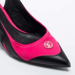 Pre Owned Louis Vuitton Red/Black Nylon and Leather Archlight Pumps Size 38