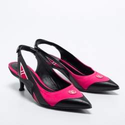 Pre Owned Louis Vuitton Red/Black Nylon and Leather Archlight Pumps Size 38