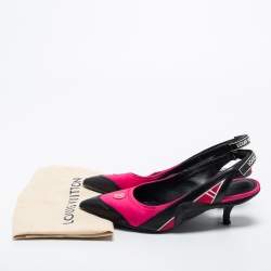 Pre Owned Louis Vuitton Red/Black Nylon and Leather Archlight Pumps Size 38