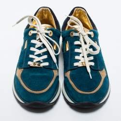 Louis Vuitton Multicolor Suede and Leather Sneakers Size 37