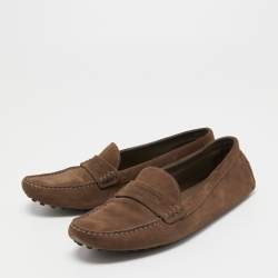 مملوكة مسبقًا Louis Vuitton Brown Suede Driver Loafers Size 39