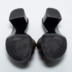 Pre Owned Louis Vuitton Brown Coated Canvas Lock It Slide Sandals Size 37