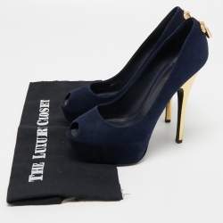 Pre Owned Louis Vuitton Blue Suede Oh Really! Pumps Size 38.5