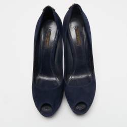 Pre Owned Louis Vuitton Blue Suede Oh Really! Pumps Size 38.5
