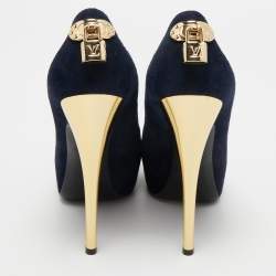 Pre Owned Louis Vuitton Blue Suede Oh Really! Pumps Size 38.5