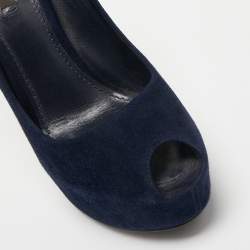 Pre Owned Louis Vuitton Blue Suede Oh Really! Pumps Size 38.5