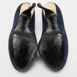 Pre Owned Louis Vuitton Blue Suede Oh Really! Pumps Size 38.5