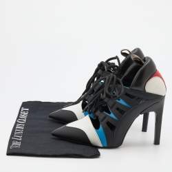 مملوكة مسبقًا Louis Vuitton Multicolor Leather and Mesh Lace Up Booties Size 37.5
