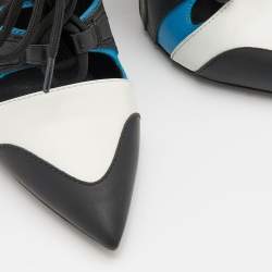 مملوكة مسبقًا Louis Vuitton Multicolor Leather and Mesh Lace Up Booties Size 37.5