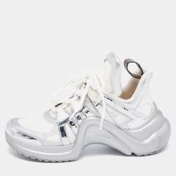 Louis Vuitton Silver/White Leather and Mesh Archlight Sneakers Size 40