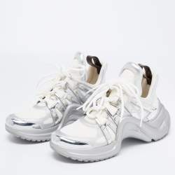Louis Vuitton Silver/White Leather and Mesh Archlight Sneakers Size 40