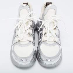 Louis Vuitton Silver/White Leather and Mesh Archlight Sneakers Size 40