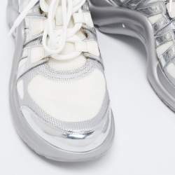 Louis Vuitton Silver/White Leather and Mesh Archlight Sneakers Size 40