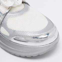 Louis Vuitton Silver/White Leather and Mesh Archlight Sneakers Size 40