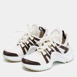 Louis Vuitton White/Brown Mesh, Leather and Monogram Canvas Archlight Sneakers Size 40