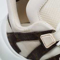 Louis Vuitton White/Brown Mesh, Leather and Monogram Canvas Archlight Sneakers Size 40