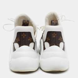 Louis Vuitton White/Brown Mesh, Leather and Monogram Canvas Archlight Sneakers Size 40