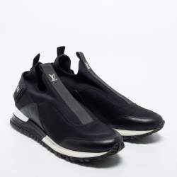 Louis Vuitton Black Neoprene and Leather Run Away Slip On Sneakers Size 36.5