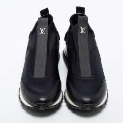 Louis Vuitton Black Neoprene and Leather Run Away Slip On Sneakers Size 36.5