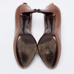 Pre Owned Louis Vuitton Brown Leather Oh Really! Peep Toe Pumps Size 37