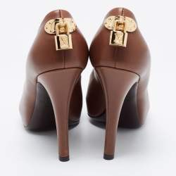 Pre Owned Louis Vuitton Brown Leather Oh Really! Peep Toe Pumps Size 37