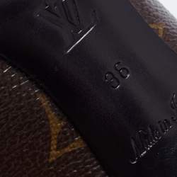 Louis Vuitton Brown/Black Monogram Canvas And Patent Leather Cap Toe Fetish Pointed Toe Pumps Size 36