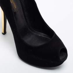 Pre Owned Louis Vuitton Black Suede Oh Really! Peep Toe Pumps Size 37