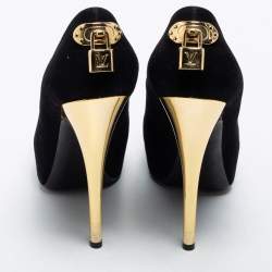 Pre Owned Louis Vuitton Black Suede Oh Really! Peep Toe Pumps Size 37