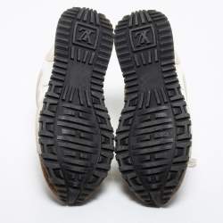 Louis Vuitton White/Brown Patent Leather, Suede, Mesh and Monogram Canvas Run Away Sneakers Size 39