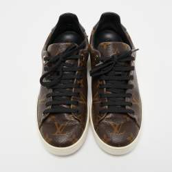 مملوكة مسبقًا Louis Vuitton Brown/Black Monogram Canvas and Patent Leather Frontrow Low Top Sneakers Size 37