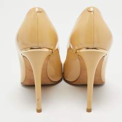 Louis Vuitton Beige Patent Leather Eyeline Pointed Toe Pumps Size 37