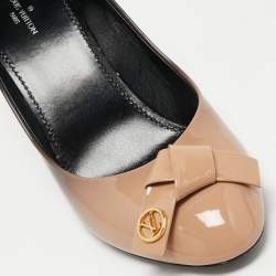 Pre Owned Louis Vuitton Beige/Black Patent Leather Fiance Pumps Size 37.5